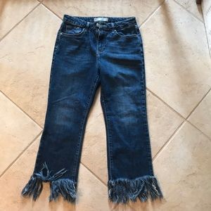 Topshop Frayed-edge Cropped Jeans